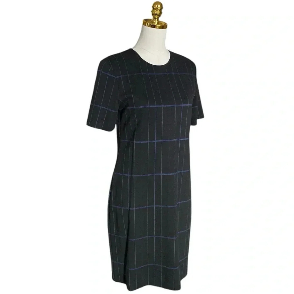 THEORY | Women’s Windowpane Stretch Knit Shift Dress Size 10 - Picture 3 of 9